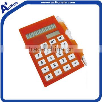 8 digit small calculator with notebook and pen