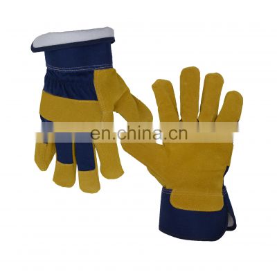 HANDLANDY Pigskin Leather Durable Work Gloves new design leather bulk work gloves winter warm fleece gloves