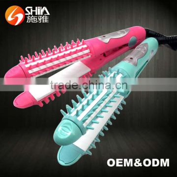 mini fast ceramic electric hair straightener lcd temperature straightening hair brush comb