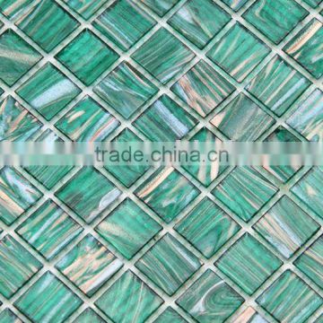 8"x8" green goldline glass mosaic for exterior wall decoration