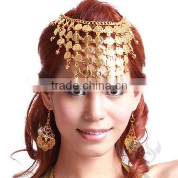 Wholesale gold earrings designs with hairband for girls' belly dance show