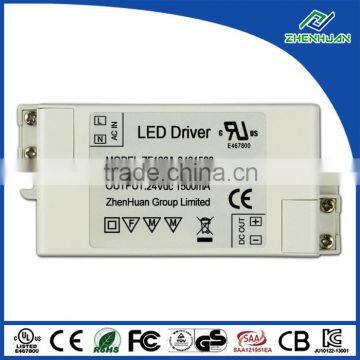 Switching power supply 36W 24V 1.5A emergency led driver with CE UL