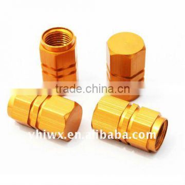 Golden tire valve caps Oxidation