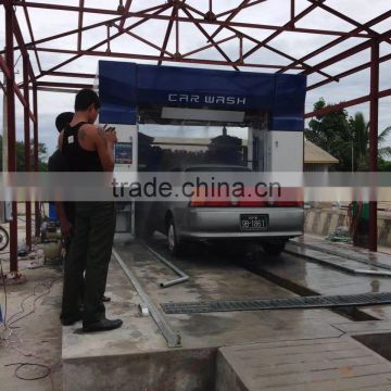 Mobile automatic car wash machine with foam, wax and drying systems