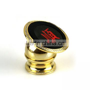 360 degree rotatable car phone holder Factory direct sale gold plating diamond magnet car phone holder