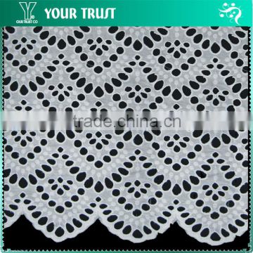 215 Gram 130 Centimeter White Embroidery Lace 100% Cotton Fabric