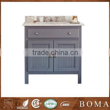 Solid Wood Bathroom Cabinet Gray Color Slim Bahtroon Vanity