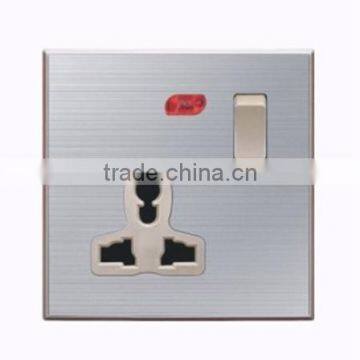 High quality stainless steel 1 gang 1 way wall switch with multi functional 3 pins socket