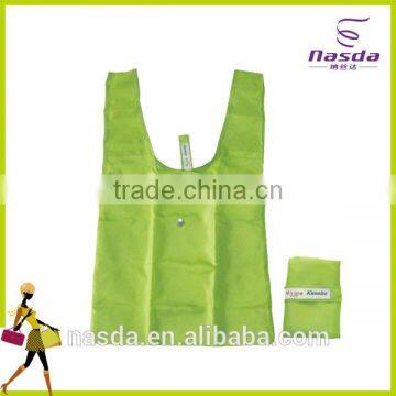 Green Color non woven bag promotional with logo,high quality T-shirt shopping bag foldable,nylon foldable tote bag with zipper
