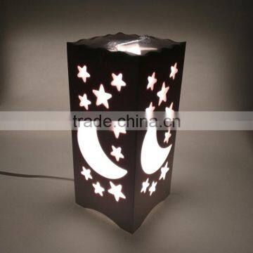 Wholesale Hot Sell Cuboid Hollow Out LED PVC Plastic Table Light With UK Plugs For Bedroom Decorating