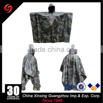 Woodland camo pu pvc raincoat military poncho rainwear sale