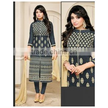 Long Cotton Fabric Readymade Embroidery Suits