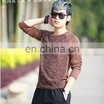 Peijiaxin Fashion Design Casual Style Men Long Sleeve Fured Tshirts