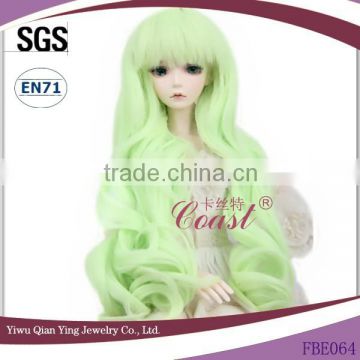 fluorescence green long big wavy synthetic bjd doll wigs