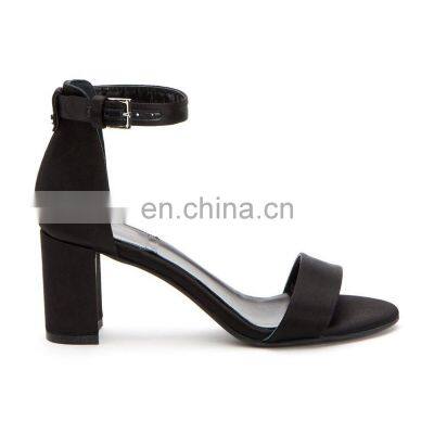 Women high quality heel leather sandals shoes women ankle strap covered heel design for ladies footwear