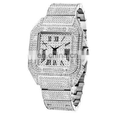 Hip Hop Women Bling Luxury Wrist Watch Full Iced Out Quartz Female Watch Smaller Size Bling Watches bangle set