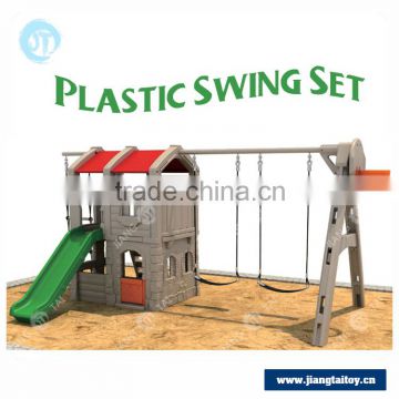 Factory wholesale cubby house with swing JT-11802B children garden plastic swing and slide set                        
                                                Quality Choice