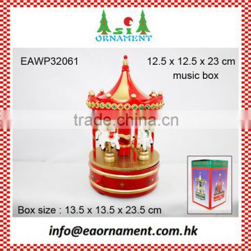 Wooden ornament of wooden christmas music box