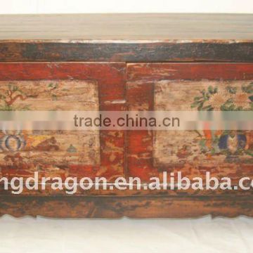 Chinese Antique Mongolia hand-painting cabinet with two door 144*42*83cm