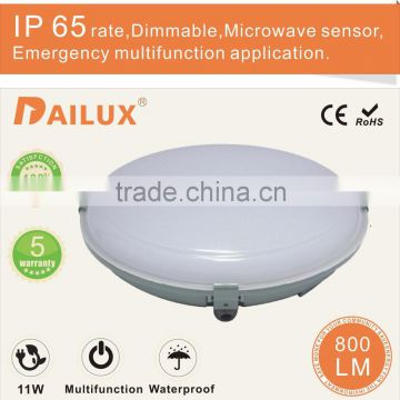 modern living room IP65 11w adjustable microwave sensor dimmable and emergency surface mounted luminaire