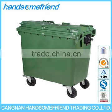 660L liters square outdoor plastic waste bin,Large plastic mobile garbage can,Industrial trash can