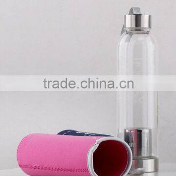 Borosilicate Glass Water Tea Bottle with Nylon Sleeve with Tea Infuser