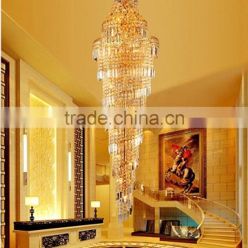 Cylinder shape crystal chandelier , long chandeliers for hotel lobby