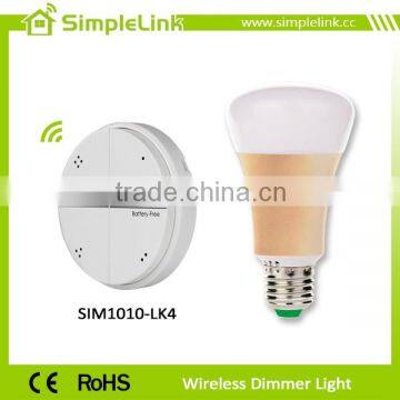 batteryless wireless switch controlled dimming bulb