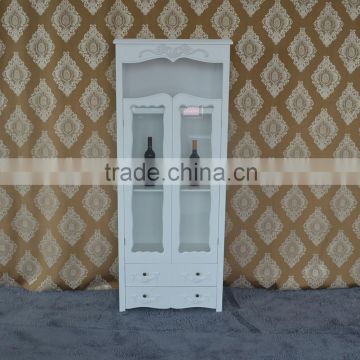 White glass sideboard kitchen display wooden tall cabinet