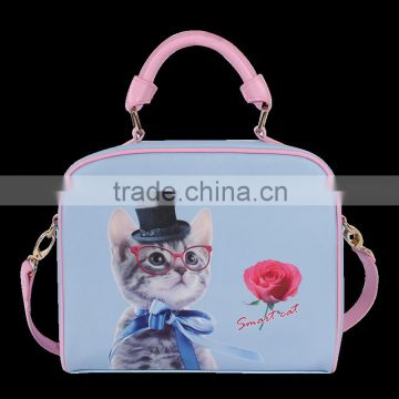 2016 new design cat design PU handle bag