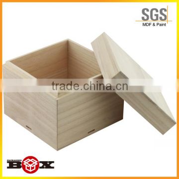 Slim Square Wooden Box with Lift-off Removable Lid 10cm