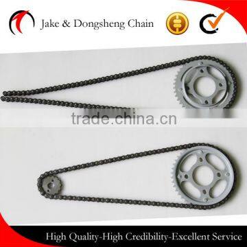 ZHEJIANG CHINA factory manufacture of 1045 STEEL 40MN 428H/112L-44T/13T Motorcycle Chain and Sprocket SET cg125