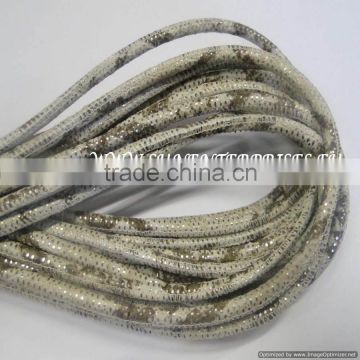 Round nappa leather 4mm snake style silver-beige-brown