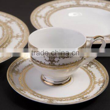 Gold design of porcelain coffee&tea set in 17PCS