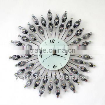 New design Mordern Home Decorative Acrylic diomond Metal Wall Clock wholesale