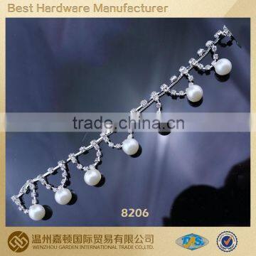 Wholesale rhinestone and pearl applique trimming chain