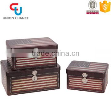 The Union Jack Design 3PCS Large Rectangle Storage Tin Box With Lock