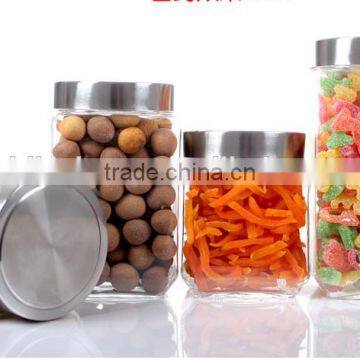 square air-tight glass jar with round metal lids