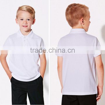 Custom School Uniforms Wholesale Unisex 100 Cotton Fabric Short Sleeve Polo T Shirt White Plain
