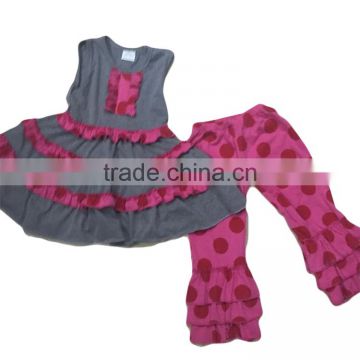 Casual wearing pretty western baby girls spring outfits with ruffle pants