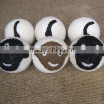 Sheep face 100% organic felt dryer balls/pure handmade felt dryer balls