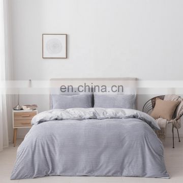 Polar Bedroom Fluffy Light Grey Twin 100% Microfiber Bed Cover Flannel Duvet Cover Set