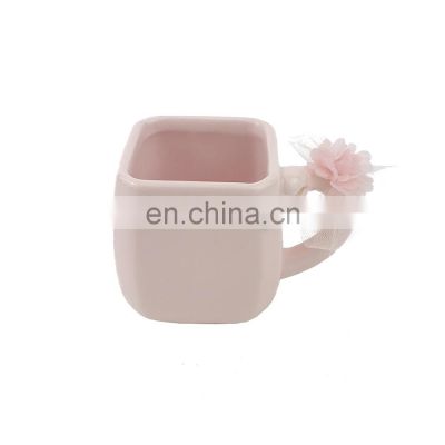 custom pink square swan shaped animal ceramic coffee mug