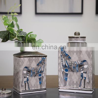 Horse Ceramic Modern Luxury Jar Home Decor Accessories For Living Room