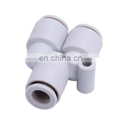 Professional Factory PY Series Push In Air Connector White Polycarbonate Y Type One Touch Pneumatic Air Connection