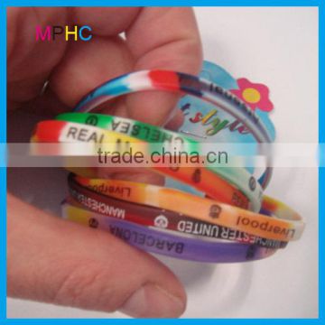 Customized Mix color rainbow Slim Thin Silicone Wristband Bracelet