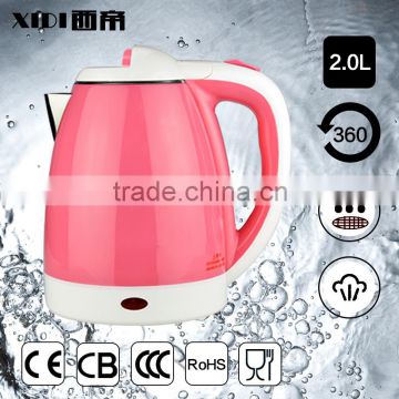 electric plastic kettles with concealed heating element 1.8L 2.0L 110V 220V 240V 50/60HZ