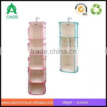 Foldable Non-woven printing fabric hanging closet/sweater storage organizer with 3 shelves