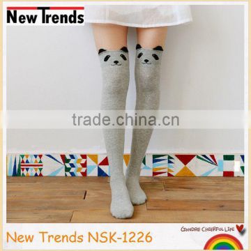 Panda top cute girls knee high sock with 6 colors