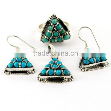 Green Love !! Turquoise 925 Sterling Silver Jewelry Set, All Over World Shipping, Gift Silver Jewellery